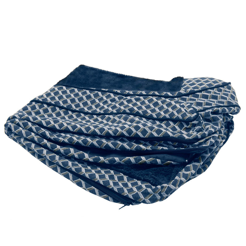 Furhaven Replacement Dog Bed Cover Comfy Couch Plush & Décor Sofa-Style, Machine Washable - Diamond Blue, Medium - PawsPlanet Australia