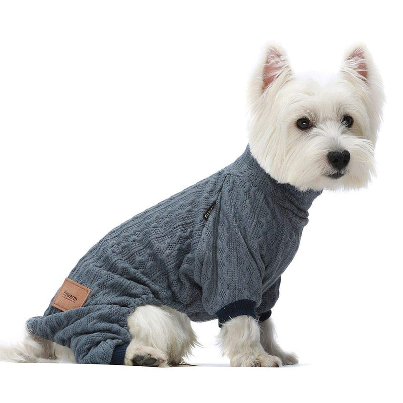 Fitwarm Turtleneck Knitted Dog Sweaters Winter Outfits Pet Coats Cat Clothes Blue Medium - PawsPlanet Australia