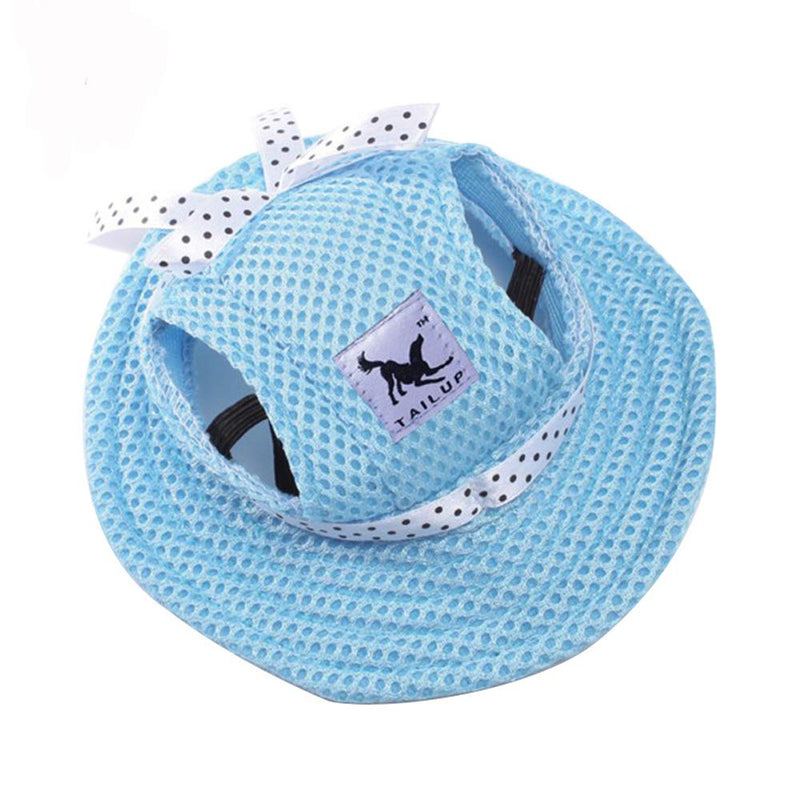 Leconpet Princess Pet Hat Dog Caps Hats with Neck Strap Adjustable Comfortable Ear Holes for Small Medium Dogs in Outdoor Sun Protection Blue - PawsPlanet Australia