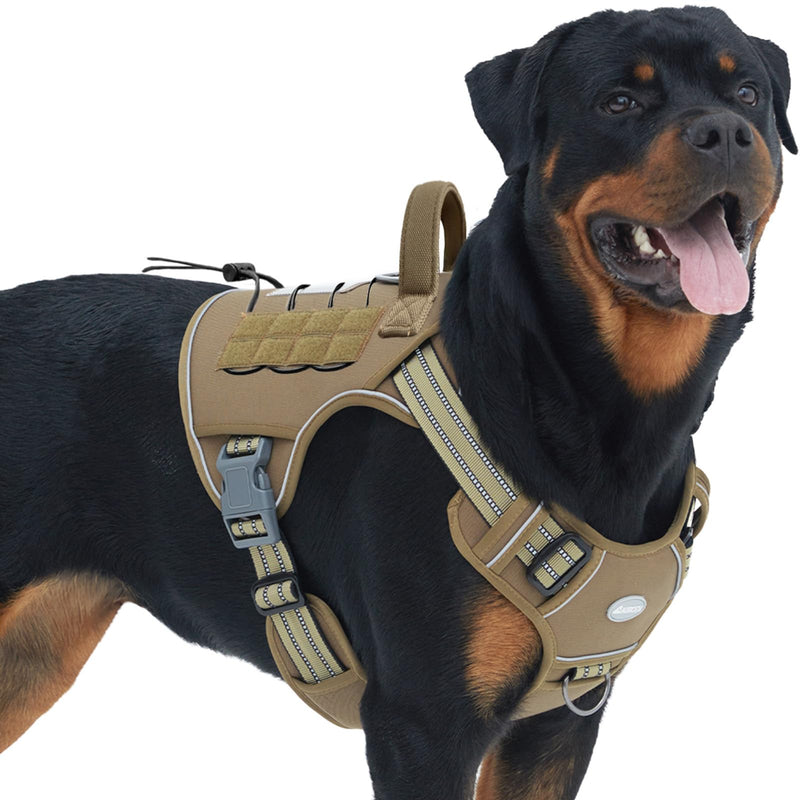 Auroth Tactical Dog Harness for Large Dogs No Pull Adjustable Pet Harness Reflective K9 Working Training Easy Control Pet Vest Military Service Dog Harnesses Army Yellow L L(Neck:18-29",Chest:24-37"),45-80 lbs - PawsPlanet Australia