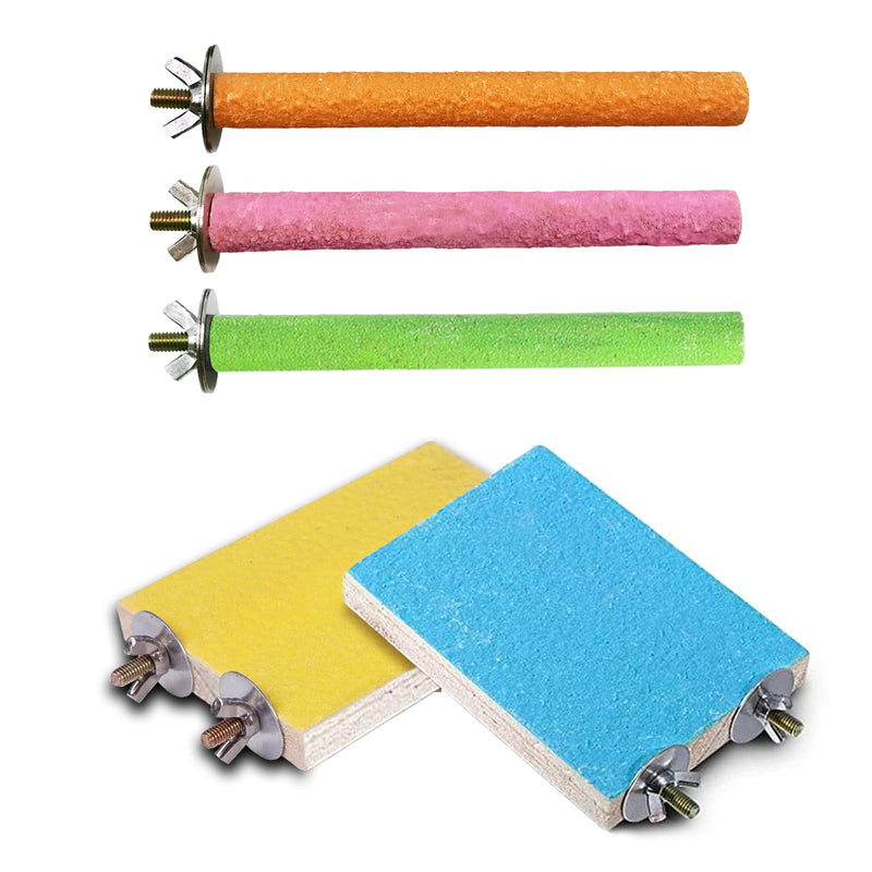 Hamiledyi 5 Pcs Parrot Perch Stand Natural Wood Bird Perch Stand Platform Paw Grinding Sticks Cage Accessories Exercise Toys for Budgies Parakeets Cockatiels Conures Lovebirds 5PCS - PawsPlanet Australia