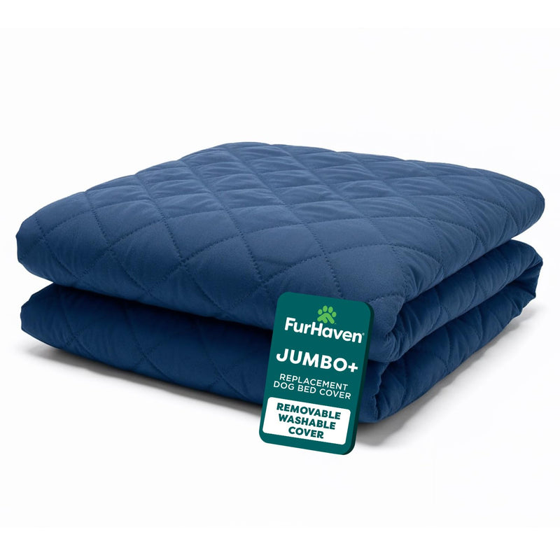 FurHaven Dog Bed Cover Replacement, Sofa-Style Design with Soft Quilted Sleep Surface for Cozy Comfort, Machine Washable, Jumbo Plus XXL, Quilted Fabric, Navy Blue - PawsPlanet Australia