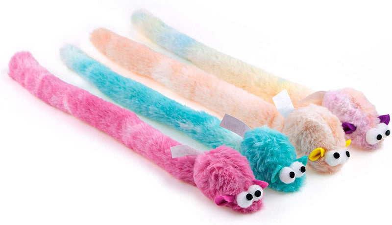 CHIWAVA 4 Packs 15 Inch Long Soft Plush Cat Toys Mice with Bell Rustle Sound Small Mouse Activity Interactive Toy Plush Mice with Bell - PawsPlanet Australia