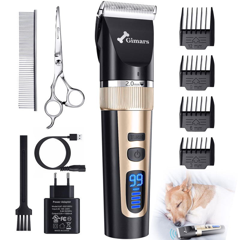 Gimars Cordless 3-Speed Dog Clippers with Stainless Steel Dog Grooming Scissors Kits, Low Noise Quiet Rechargeable Pets Hair Thick Coats Trimmers Dog Shaver Clippers Kit for Dogs Cats Pet… - PawsPlanet Australia