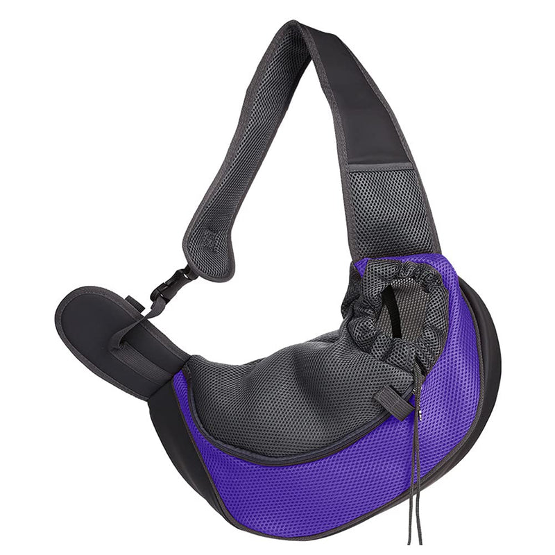 Pet Dog Sling Carrier, Breathable Mesh Portable Travel Safe Pet Sling Shoulder Bag Carrier with Adjustable Non-Slip Shoulder Strap for Small Dogs Cats Puppy Large Purple - PawsPlanet Australia