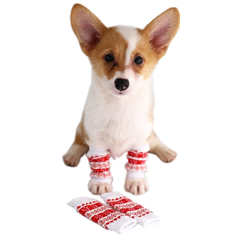 Knitted Dog Leg Warmer with Rubber Reinforcement Dog Hock Protector Joint Supports Leg Hock Protector Dog Socks Knee Pads for Small Medium Dogs Cats Large (Pack of 4) Christmas - PawsPlanet Australia