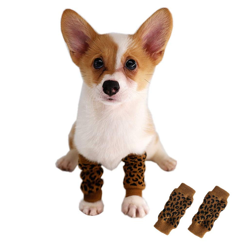 Pet Knee Pad Winter Knee Protectors Pet Socks for cat and Dogs Under (M (3-8 lbs), Leopard) Medium (Pack of 4) - PawsPlanet Australia