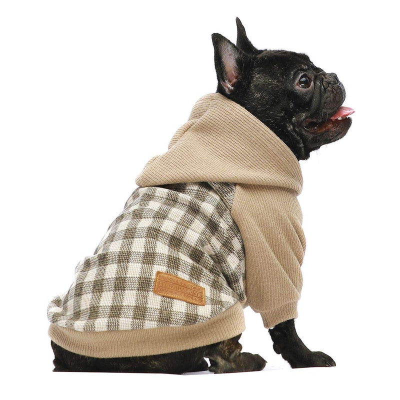 Fitwarm Knitted Pet Clothes Dog Sweater Hoodie Sweatshirts Pullover Cat Jackets Khaki Medium - PawsPlanet Australia
