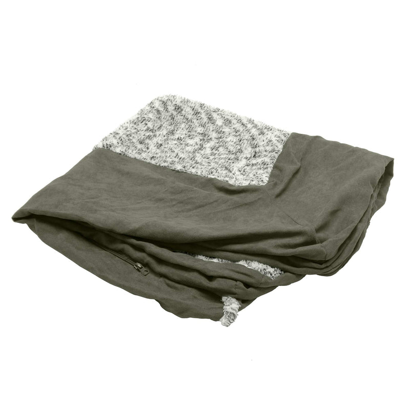 Furhaven Replacement Dog Bed Cover Two-Tone Faux Fur & Suede L Shaped Chaise, Machine Washable - Dark Sage, Jumbo (X-Large) - PawsPlanet Australia