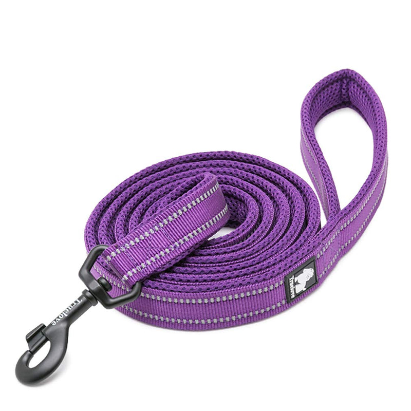 WINHYEPET True Love Dog Leash Nylon Sandwich Fabric Comfort Reflective Safety Washable Dogs Belt Suitable for All Kinds of Dog Breeds Length 200cm Can be Used Together with Harness TLL2112(Purple,S) S Purple - PawsPlanet Australia