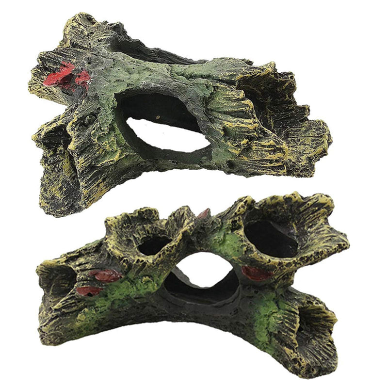 DoubleWood 2 PCS Decaying Trunk Aquarium Betta Fish Ornament Driftwood Resin Crafts Ornament for Aquarium Decoration Fish Tank Wood with Holes & Aquarium Caves Fish Tank Wood Decor - PawsPlanet Australia