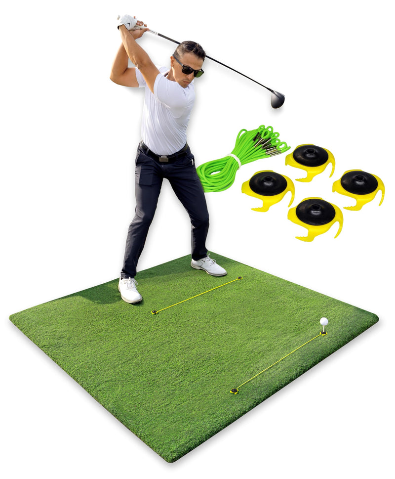 Tee Claw Golf Tee Holder, Golf Mat Tee, Golf Alignment String, Baseball Agility Training for Indoor and Outdoor, Made in The USA. 4 Pack Black / Yellow