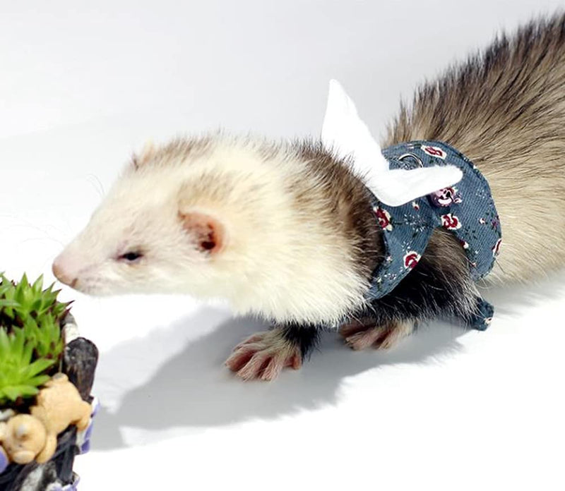 HAICHEN TEC Ferret Harness and Leash - Soft Mesh Small Pet Harness with Wings and Safe Bell, No Pull Comfort Padded Vest for Ferret, Guinea Pigs, Chinchilla and Similar Small Animals Blue - PawsPlanet Australia
