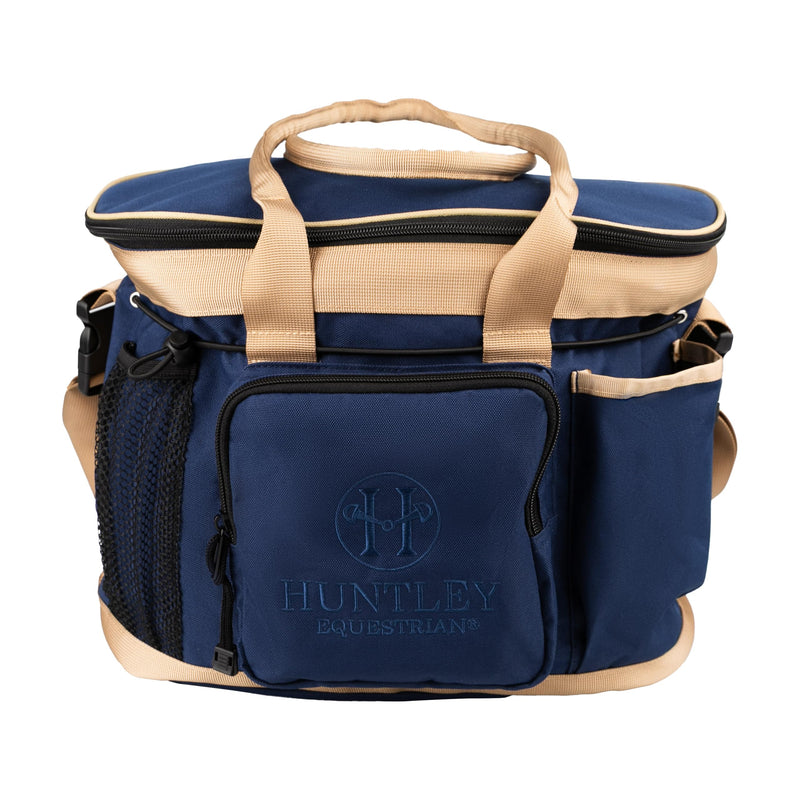 Huntley Equestrian Deluxe Grooming Bag Perfectly Designed Easy Access Multi Pocket Zipper Top Closure Double Handles Shoulder Strap Exterior Pockets One Size Navy Blue