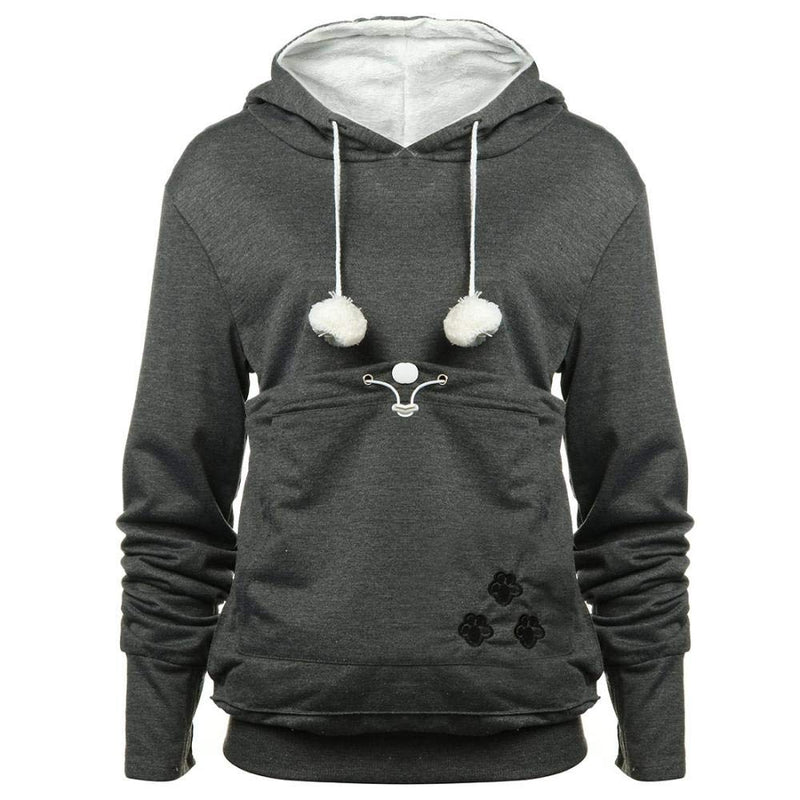 FENBEN Womens Pet Carrier Shirts Kitten Puppy Holder Animal Pouch Hood Sweatshirt Pouch Hoodie Dark Grey XX-Large - PawsPlanet Australia