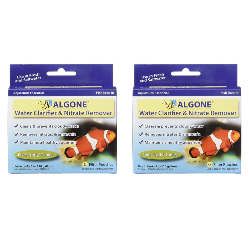 Algone Aquarium Water Clarifier and Nitrate Remover, 6 Filter Pouches - 2 Pack - PawsPlanet Australia