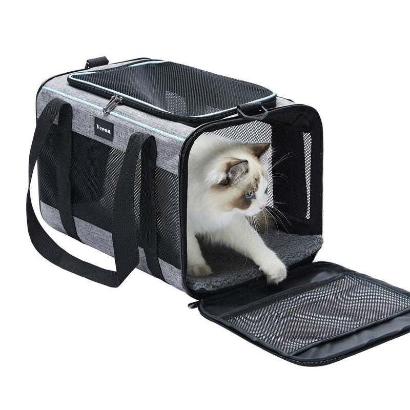 Vceoa 17.5x11x11 Inches Cat, Dog Carrier for Pets Up to 16 Lbs, Soft-Sided Cat Bag Animal Carriers Travel Puppy Carry As a Toy of Fabric Pet Home 17.5"L x 11.0"W x 11.0"H XH - PawsPlanet Australia
