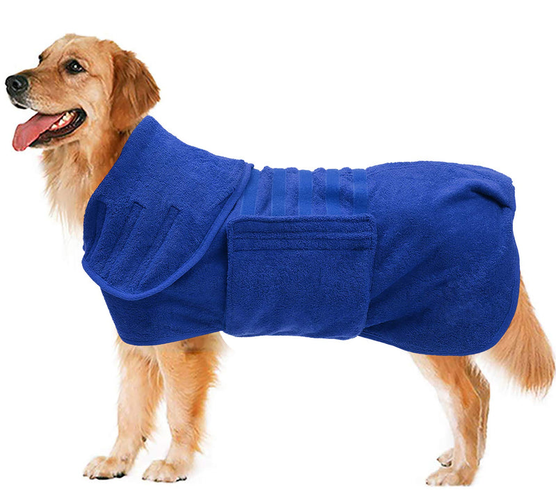 Geyecete Dog Drying Coat - Fast Drying Dog & Cat Bath Robe Towel, Luxuriously Soft - Blue, L Large - PawsPlanet Australia