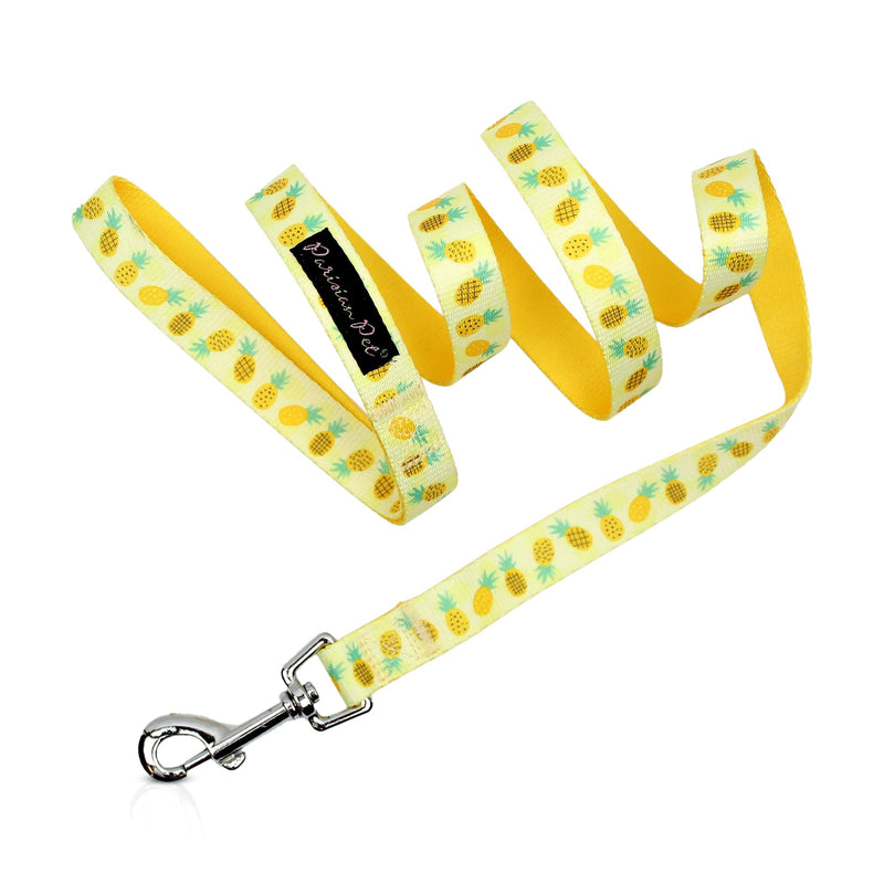 Parisian Pet Pineapple 4Ft Heavy Duty Nylon Dog Leash - Yellow, Odor Proof, Training Leash for Small & Medium Dogs Pineapples - PawsPlanet Australia