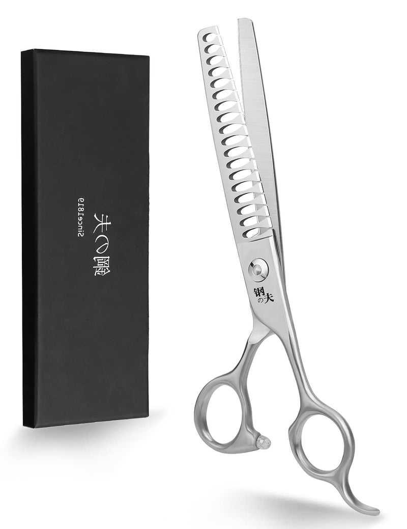 Dog Professional Grooming Scissors, Pets Body & Facial Trimmer, 7" Titanium Cat Thinning Shears, Stainless Steel with Round Tip for Long, Medium, Short, Thick, Wiry, Curly Hair 7" Devil Shear - PawsPlanet Australia