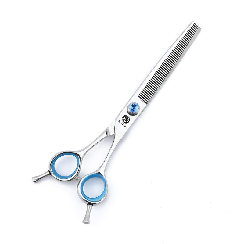 Purple Dragon Touch Pet Blenders Shears, 7.0" 50-Tooth Thinning Scissor for Dogs, 440c Japanese Stainless Steel Texturizers Dog Thinning Shears(Blue) Blue - PawsPlanet Australia