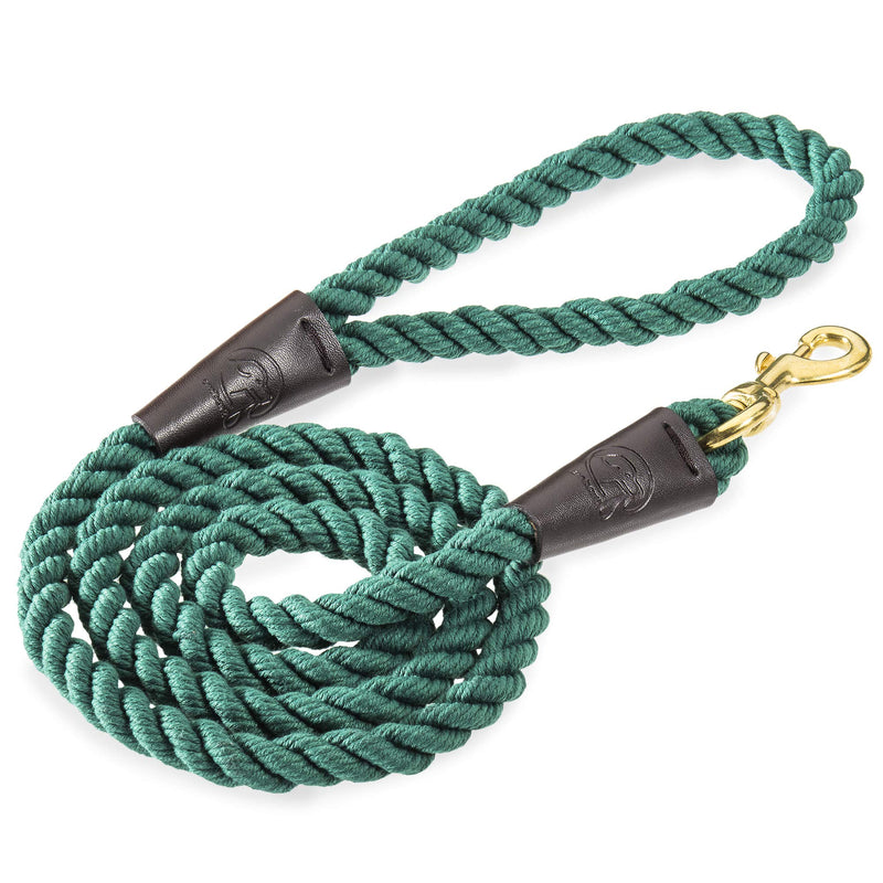 Embark Pets Country Dog Rope Leash – Braided Cotton Leashes w/ Strong Leather Finish for Small Medium and Large Breed Dogs – Heavy Duty for Training, Walking, Hiking Forest Green - PawsPlanet Australia