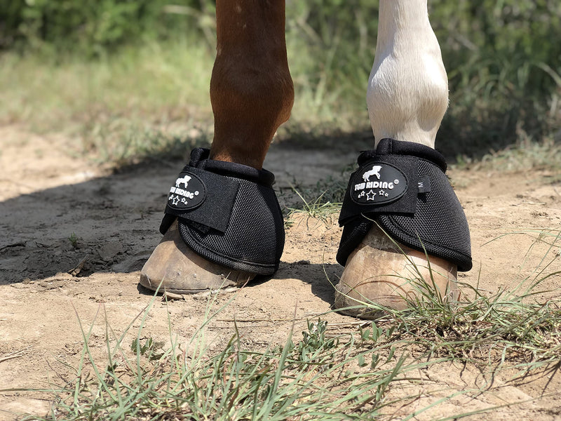 TGW RIDING 2520D Horse Bell Boots No-Turn Horse Bell Boots, Equine Ballistic Hoof Overreach Bell Boot, Pair Black Large - PawsPlanet Australia