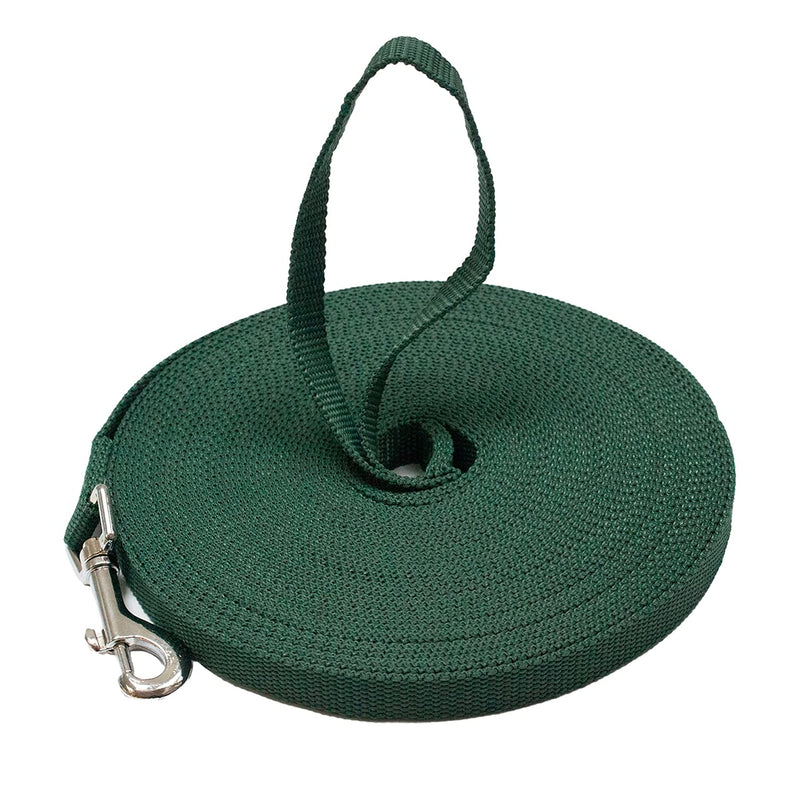 Downtown Pet Supply - Long Dog Leash - 50 ft Hunter Green Nylon Dog Training Leash 50 Foot - PawsPlanet Australia