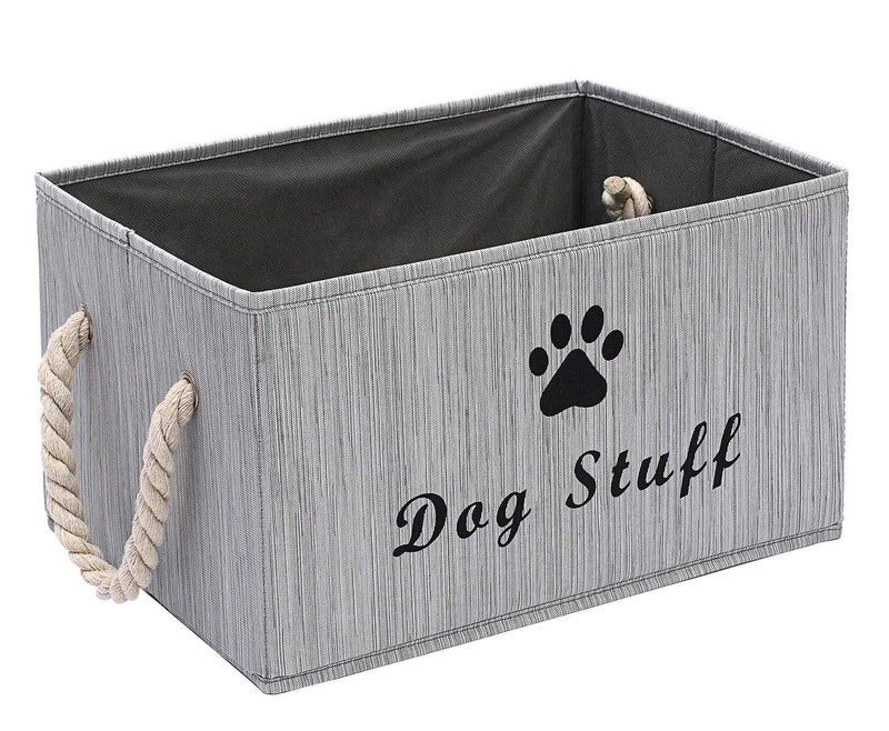 Geyecete Large Fabric Storage Bins Organizer with Weave Rope Handle, Collapsible Cube Basket Container Box for Dog Apparel & Accessories,Dog Coats,Dog Toys Gift Baskets Grey - PawsPlanet Australia