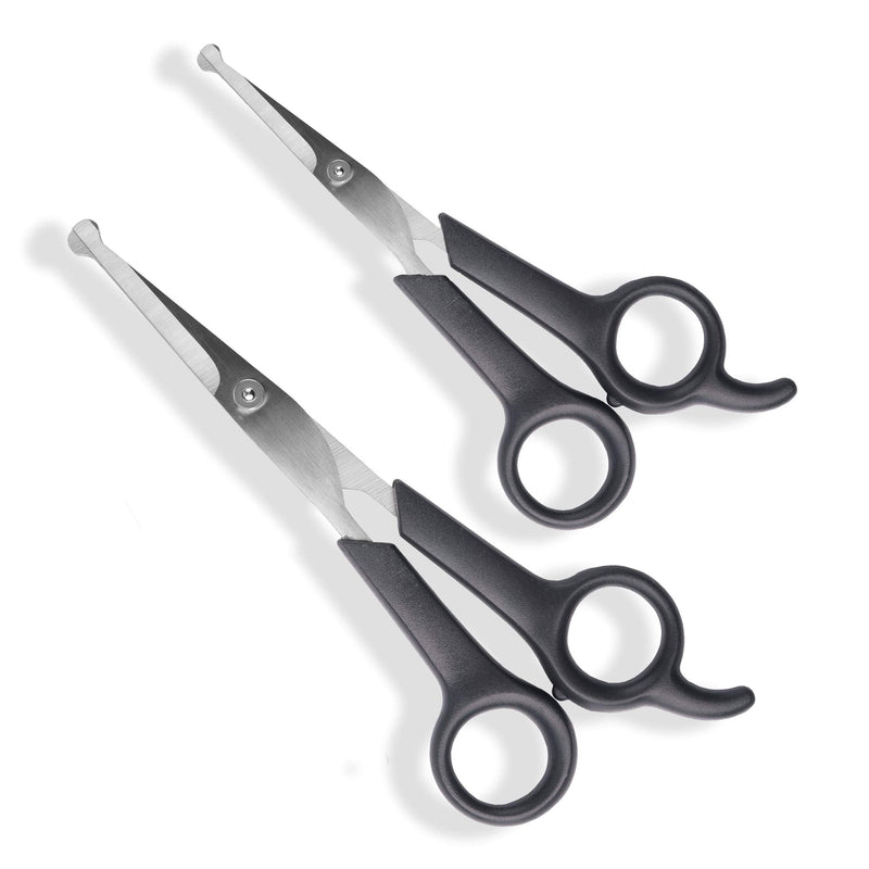 Pets First #1 Pet Grooming Scissors Body & Facial Trimmer Durable Stainless Steel Blades. Rounded Tips Shears for Long Medium Short Thick Wiry Curly Hair. Lightweight Cutter for Dogs & Cats. Set of 2 - PawsPlanet Australia
