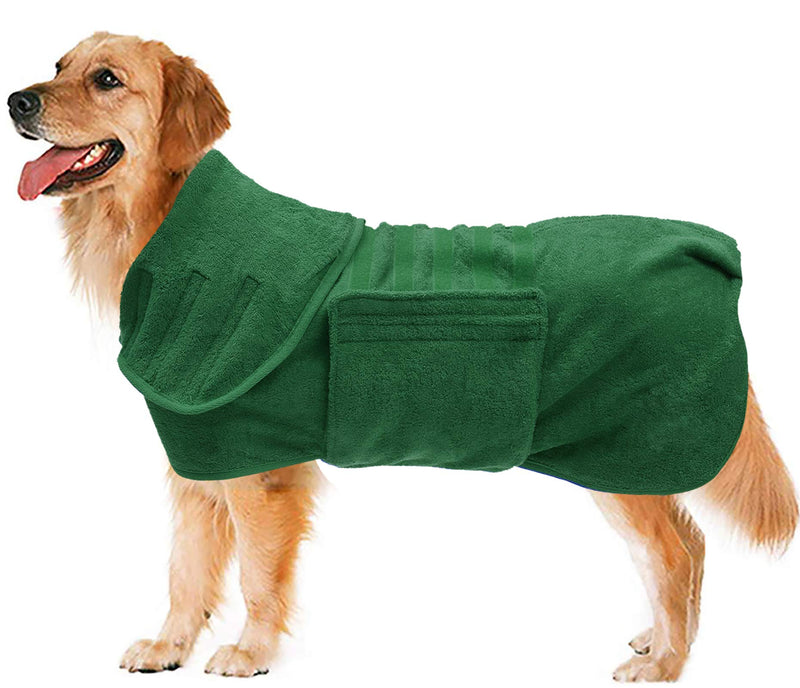 Geyecete Dog Drying Coat -Dry Fast Dog Bag - Dog Bathrobe Towel - Microfibre Fast Drying Super Absorbent Pet Dog Cat Bath Robe Towel,Luxuriously Soft-Green-M Medium Green - PawsPlanet Australia