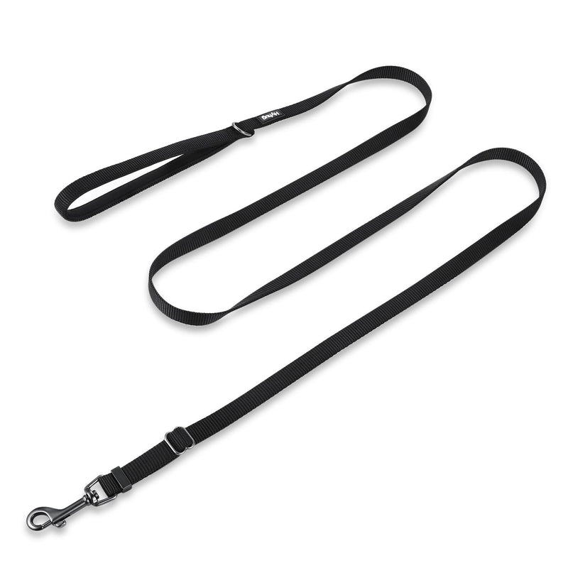 Hyhug Nylon Adjustable 4-6ft Dog Leash with Soft Neoprene Padded Handle, Durable Heavy Duty Leash with Easy-to-Use Bolt Snap, Ideal for Jogging Outdoor Small Adjustable 6 Feet Obsidian Black - PawsPlanet Australia