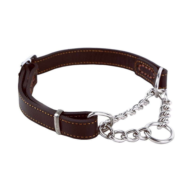 Love Dream Martingale Collars for Dogs, Leather Training Dog Collar, Stainless Steel Chain Anti-Escape No Pull Dog Collar for Medium Large Dogs (M(13.8"-18.9"), Brown) M(13.8"-18.9") - PawsPlanet Australia