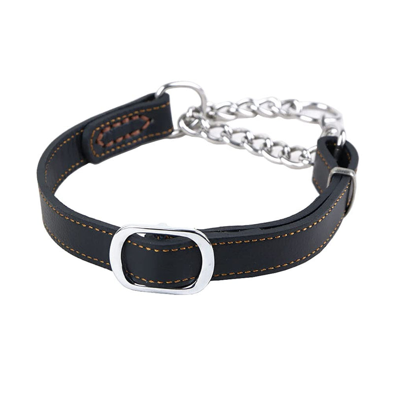 Love Dream Martingale Collars for Dogs, Leather Training Dog Collar, Stainless Steel Chain Anti-Escape No Pull Dog Collar for Medium Large Dogs (M(13.8"-18.9"), Black) M(13.8"-18.9") - PawsPlanet Australia