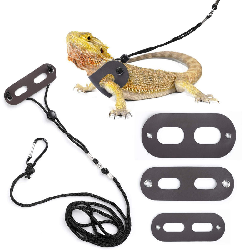 Bearded Dragon Harness and Leash Adjustable(S,M,L, 3 Pack) - Soft Leather Reptile Lizard Leash for Amphibians and Other Small Pet Animals - PawsPlanet Australia
