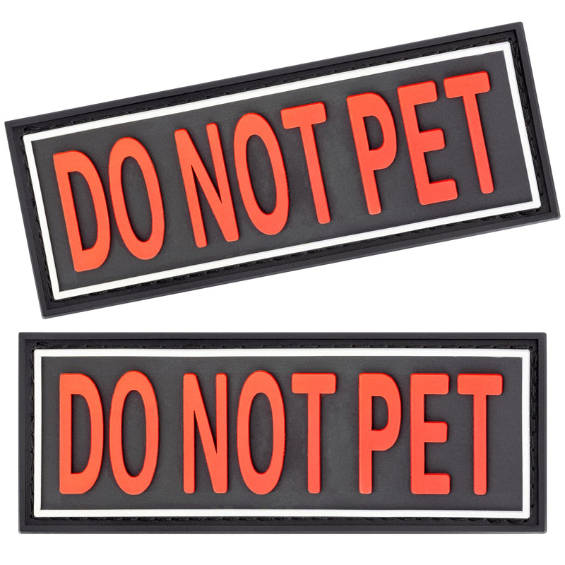 Dogline Do Not Pet Removable 3D Rubber Patches for Harness and Vest - Hook Backing for Small, Medium or Large Working Dogs - 1.5" x 4" - Two Patches - PawsPlanet Australia