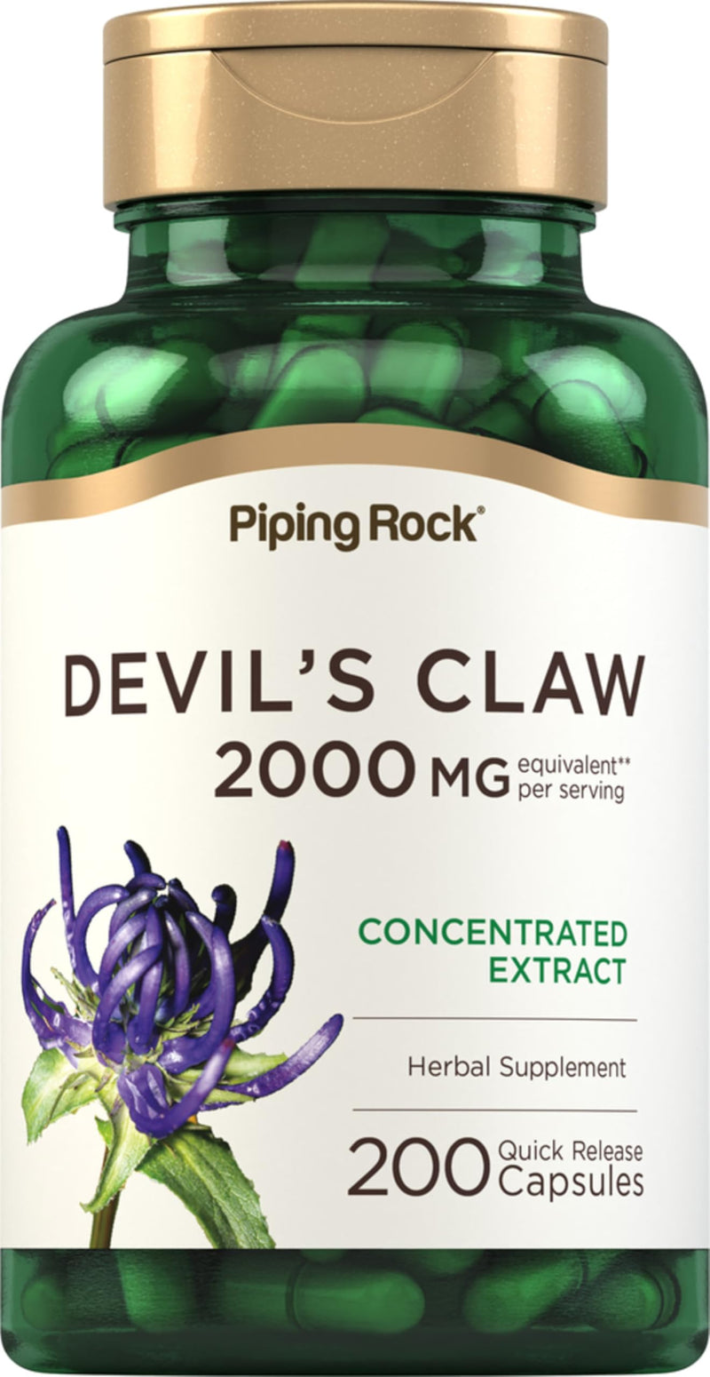 Piping Rock Devils Claw | 200 Capsules | Herbal Supplement | Concentrated Extract | Non-GMO, Gluten Free