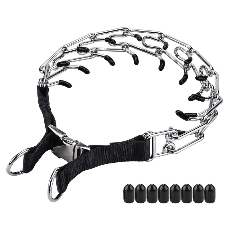 Prong Collar for Large Dogs, Dog Pinch Collar,Dog Training Collar,High Strength Quick Release Metal Buckle,Comfort Rubber Tips,for Large Dogs (4.0mm, 23.6-Inch, Black) Large,4mm,23.6-In, with Buckle - PawsPlanet Australia