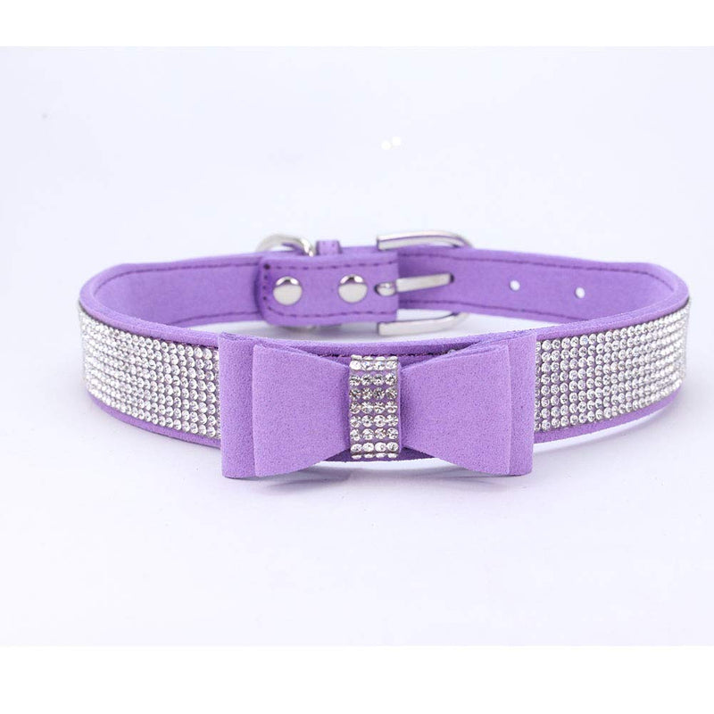 Rhinestone Dog Collar, Crystal Diamond Pet Dog Collar, Cute Dazzling Dog Rhinestone Collar, Dog Collar Harness for Small & Medium Dogs Purple - PawsPlanet Australia