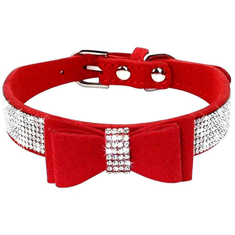 Rhinestone Dog Collar, Crystal Diamond Pet Dog Collar, Cute Dazzling Dog Rhinestone Collar, Dog Collar Harness for Small & Medium Dogs Red - PawsPlanet Australia