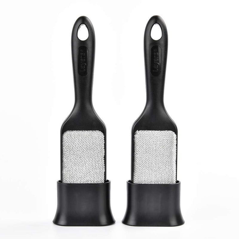 Layers 2 Pack Clothes Lint Brush, Double Sided Reusable Lint Removers for Pet Hair with Self-Cleaning Base(Black) - PawsPlanet Australia