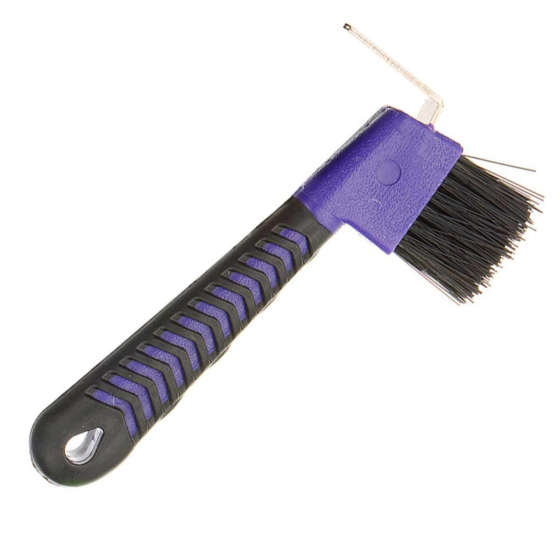 Horse Hoof Pick Brush with Soft Touch Handle (Purple) Purple