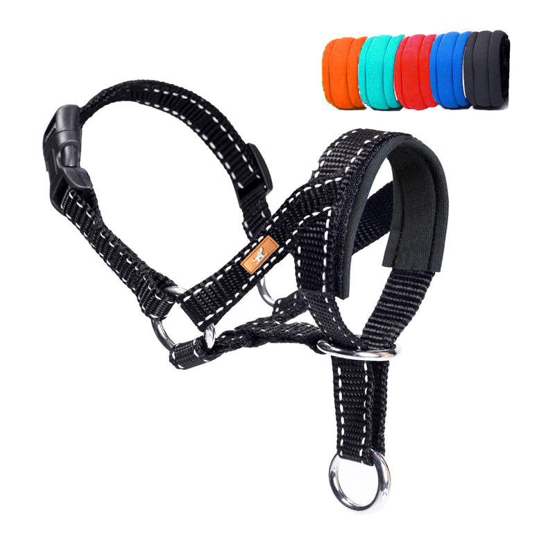 Dog Head Collar, Head Collar with Reflective Strap to Stop Pulling for Small Medium and Large Dogs, Adjustable (L, Black) L