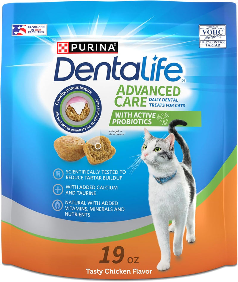 DentaLife Purina Made in USA Facilities Cat Dental Treats, Tasty Chicken Flavor - 19 oz. Canister 1.19 Pound (Pack of 1) - PawsPlanet Australia