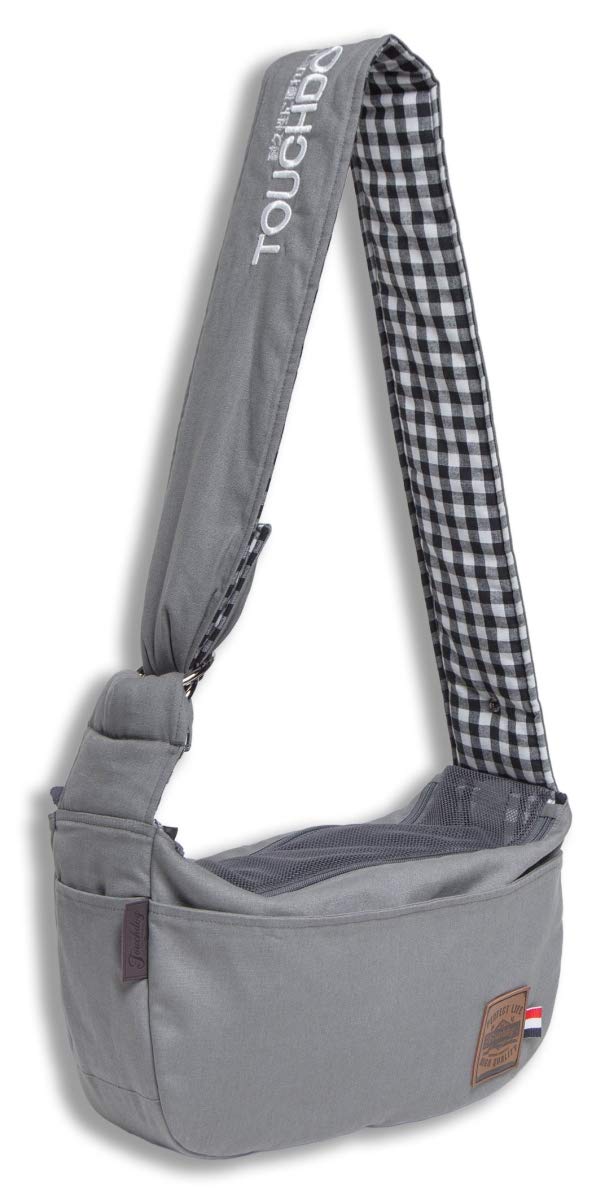 Touchdog 'Toga-Bark' Over-The-Shoulder Hands-Free Pet Carrier, One Size, Grey 19.9"L x 11.0"W x 6.1"H - PawsPlanet Australia