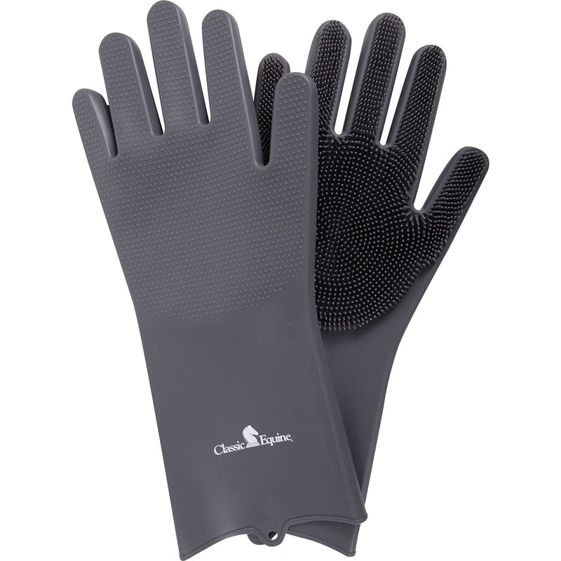 Classic Equine Grooming Wash Gloves, Grey - PawsPlanet Australia