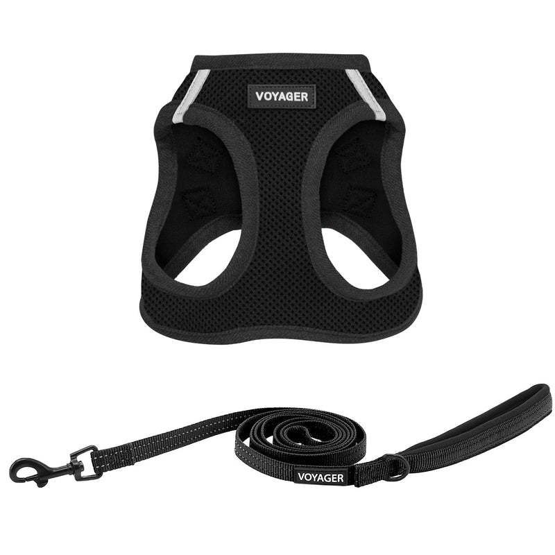 Best Pet Supplies Voyager Step-in Air All Weather Mesh Harness and Reflective Dog 5 ft Leash Combo with Neoprene Handle, for Small, Medium and Large Breed Puppies - Black, XL - PawsPlanet Australia