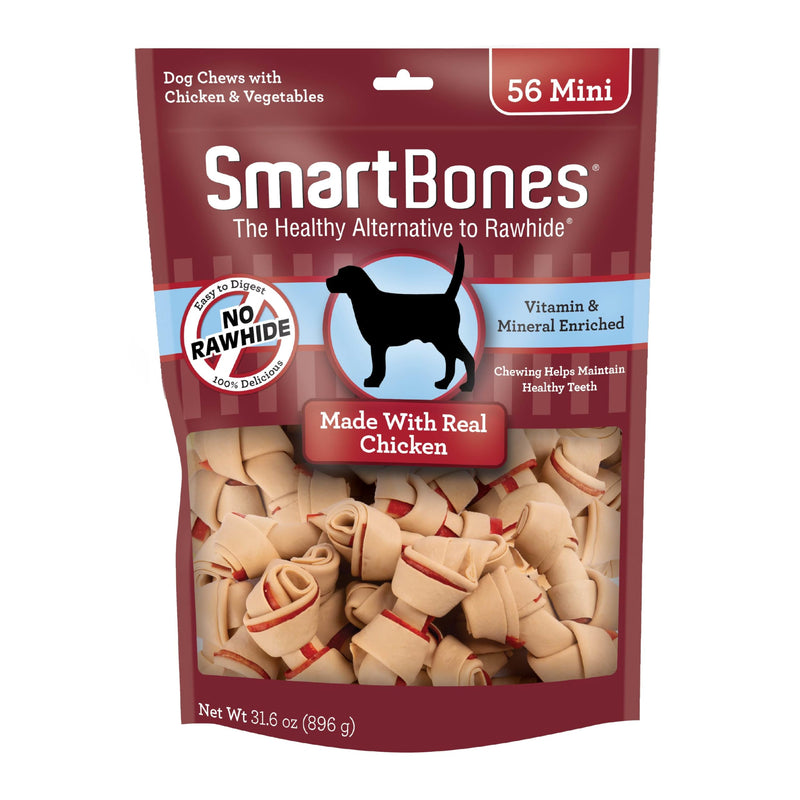 SmartBones Mini Bones with Real Chicken 56 Count, Rawhide-Free Chews for Dogs 56 Count (Pack of 1) - PawsPlanet Australia
