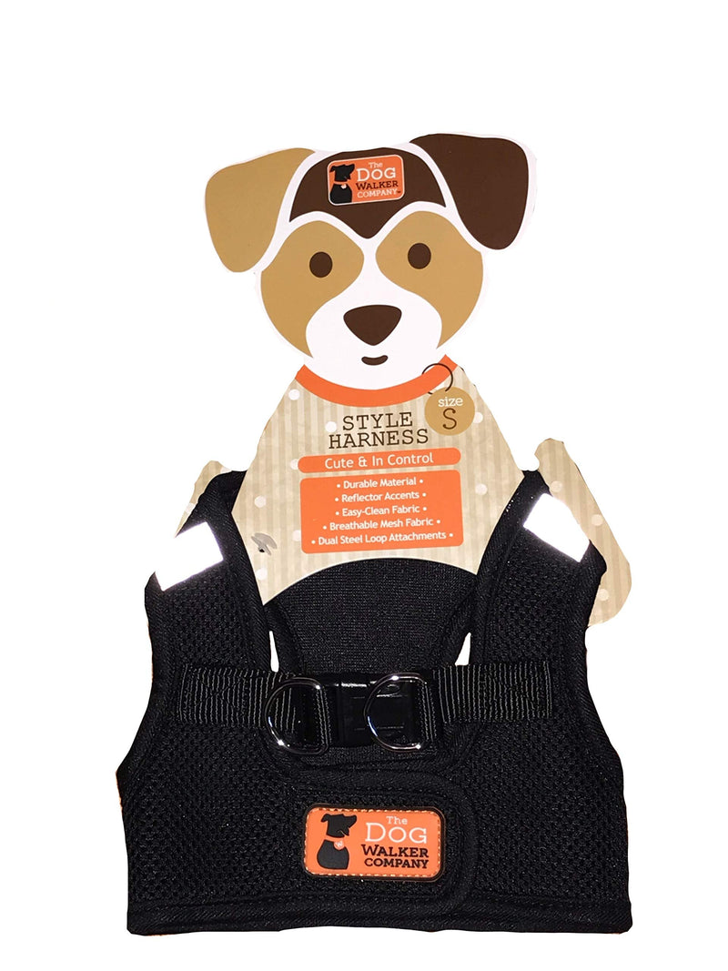The Dog Walker Black Mesh Small Style Harness Breathable - PawsPlanet Australia