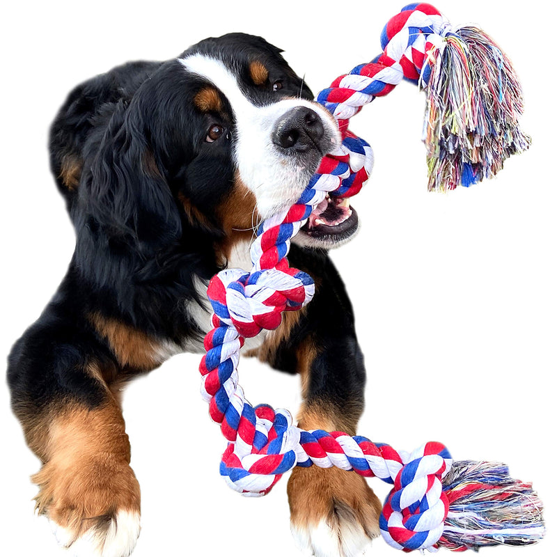 Youngever 3.5 Feet Dog Rope Toys for Aggressive Chewers, Tough Rope Chew Toys for XL, Large and Medium Dog, Indestructible Rope for Large Breed Dog Tug War Teeth Cleaning 5 Knots